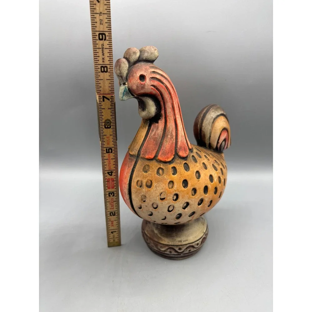 Vintage Ceramic Pottery Rooster‎ Figurine Hand Painted Folk Art Farm Country